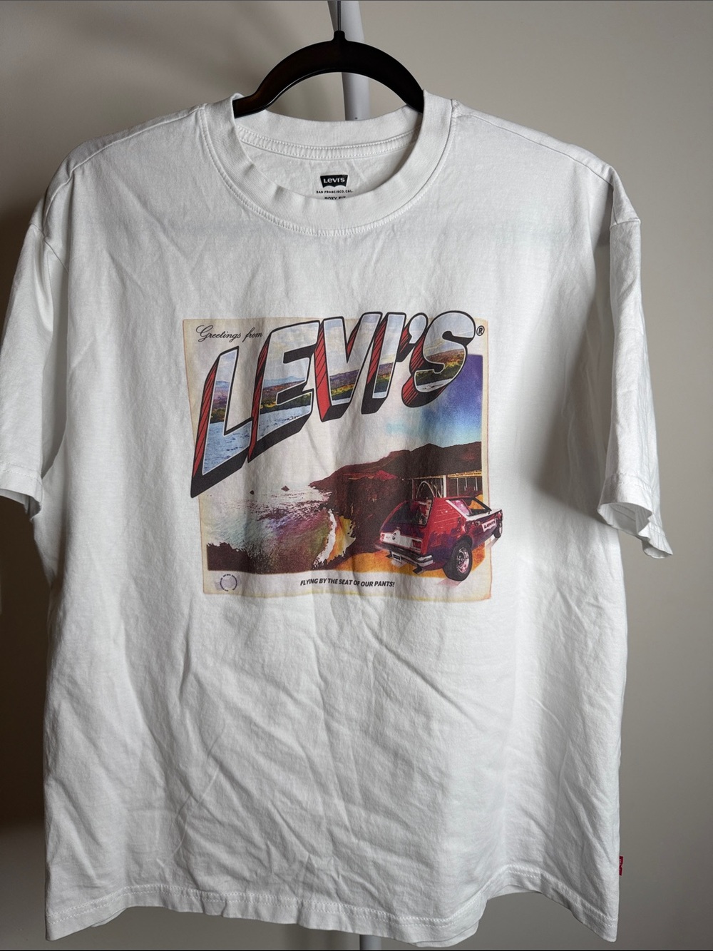 Levi's White Graphic Short Sleeve Tee with Vintage Road Print